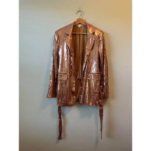CULPOS X INC Rose Gold Sequin Blazer Jacket - Picture 4 of 6